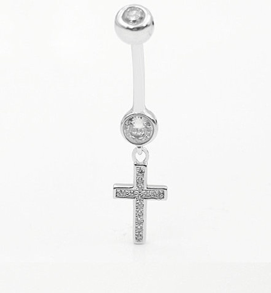 925 Sterling Silver Cross Belly Ring - Etsy