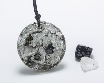 Collana pendente obsidiana a fiocco di neve Orgonite