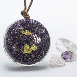 Orgonite Amethyst and Rose quartz Pendant Necklace
