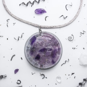 Orgonite Amethyst and Rose quartz Pendant Necklace