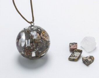 Orgonite Leopard Jasper ball Pendant Collana