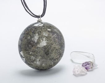 Orgonite Amethyst and Rose quartz Pendant Necklace