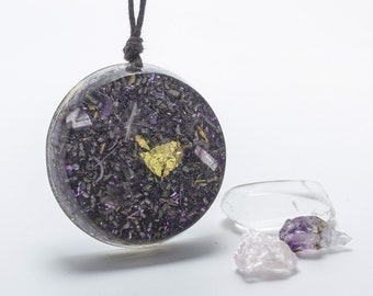 Orgonite Amethyst and Rose quartz Pendant Necklace