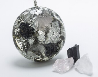 Orgonite Tormalina Nera e Quarzo Rosa Scudo Collana