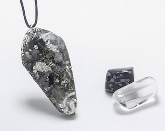 Collana pendente obsidiana a fiocco di neve Orgonite