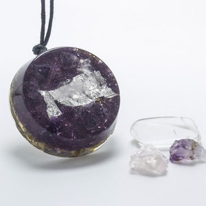 Orgonite Amethyst and Rose quartz Pendant Necklace