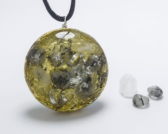 Collana orgonite tourmalina al quarzo e ciondolo