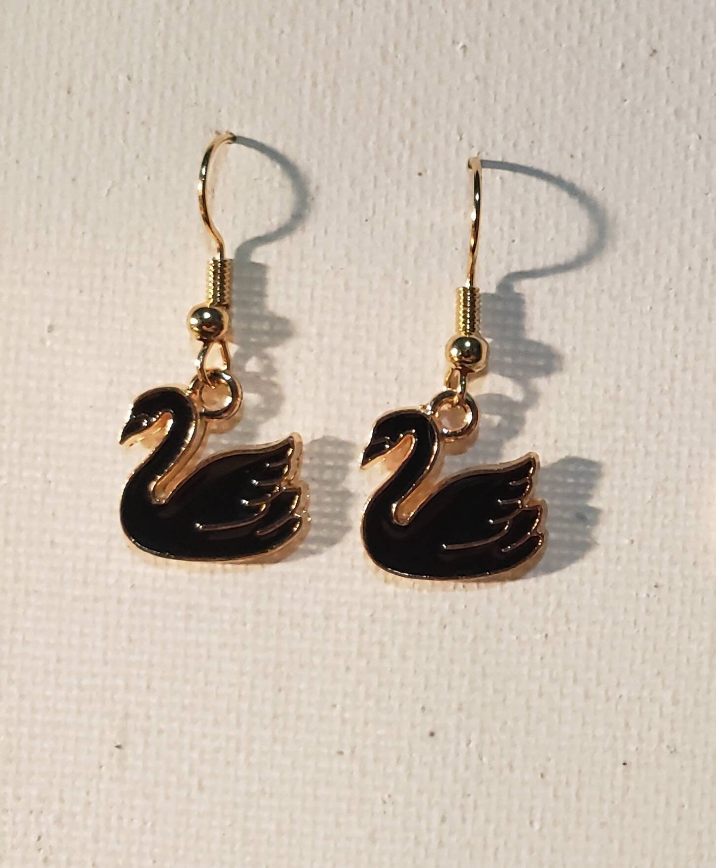 Black swan earrings
