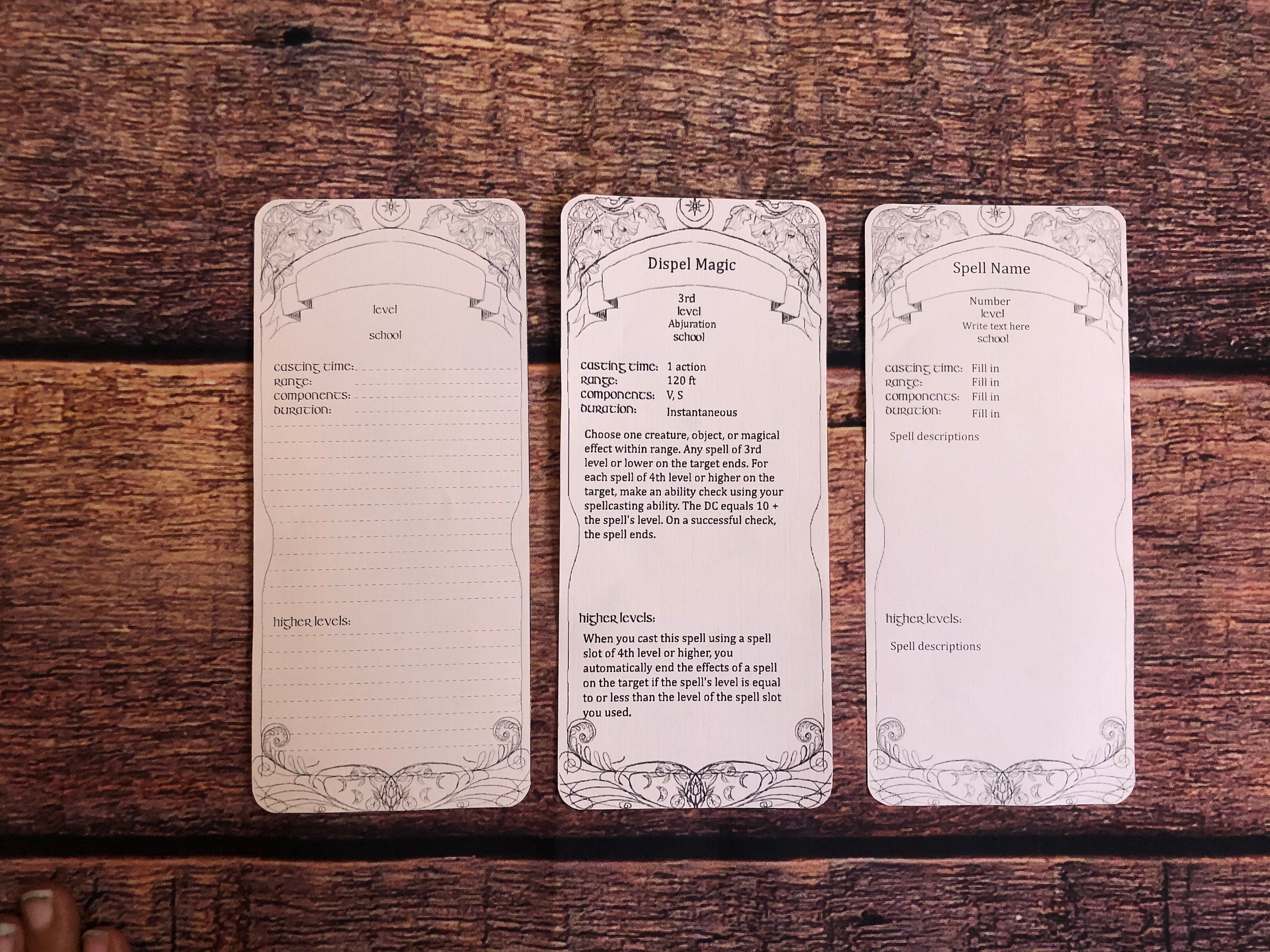 DnD Printable Spell Cards | Etsy