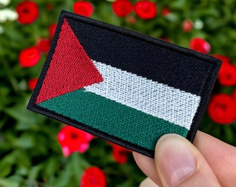 Toppa con bandiera della Palestina - Qualsiasi dimensione fino a 25 cm di lunghezza e 10 cm di altezza, da cucire, stirare, velcro sul retro