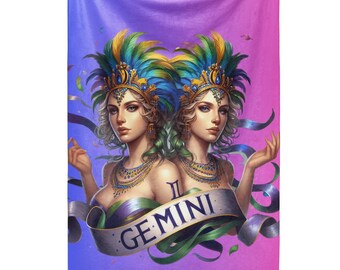 Gemini Zodiac Sherpa Blanket: Custom Polyester Birthday Gift