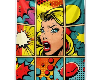 Pop Art Sherpa Blanket: Andy Warhol Inspired Comic Book Style