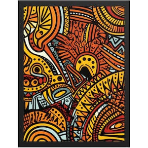 Aboriginal Design Tribal Art Framed Poster, Housewarming Gift, Traditional Abtract Art Wall Decor