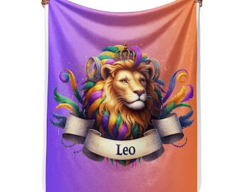 Leo Zodiac Sherpa Blanket: Custom Birthday Gift
