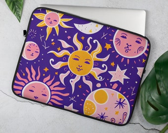 Celestial Sun Neoprene Laptop Sleeve: Cosmic Art Designer Case