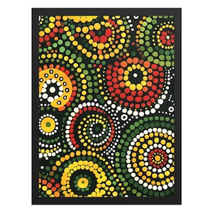 Aboriginal Art Framed Poster, Housewarming Gift, Traditional Australian Abstract Art Wall Decor