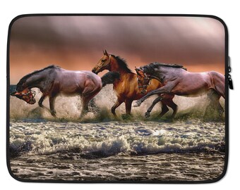 Horse Print Laptop Sleeve, Photo Print Laptop Case, Gift for him, Gift for her, Birthday Gift