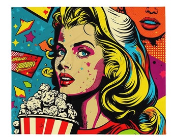 Pop Art Andy Warhol Throw Blanket, Housewarming Gift, Comic Art Retro Style Winter Blanket