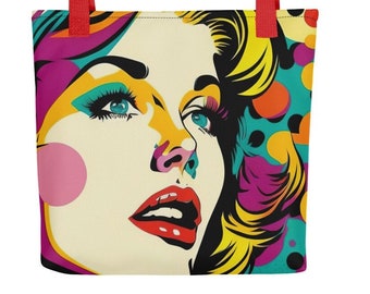 Pop Art Tote Bag: Comic Book Style Polyester Shoulder Bag