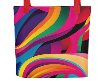 Abstrakcyjna torba retro: kolorowa torba na ramię z nadrukiem