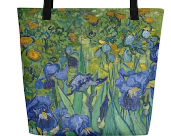 Van Gogh Irises Print Huge Tote Bag: Polyester Beach Bag