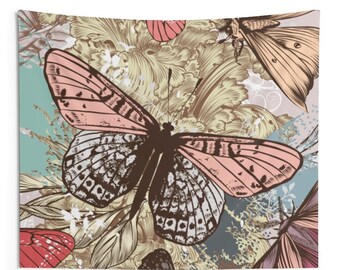 Butterfly Wall Tapestry: Nature Themed Polyester Wall Hanging