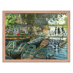 Bagnanti a la Grenouillere Wall Art Medium Framed Poster, Claude Monet Wall Art Framed Poster, Decorazione artistica incorniciata, Regalo di inaugurazione della casa