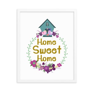 Home Sweet Home Framed Wall Art Poster, Inspirational Quote Wall Art, Home Sweet Home Framed Wall Decor