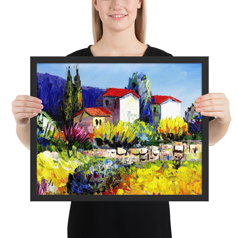 【ピーター・モッツ】トスカーナの田園風景 複製画 アートフレーム グリーン額縁 額入り風景画、トスカーナの田園風景画、新築祝いのギフト - Etsy 日本