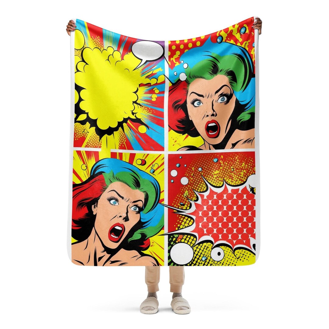 Pop Art Sherpa Blanket: Retro Comic Book Style Polyester Throw - Etsy