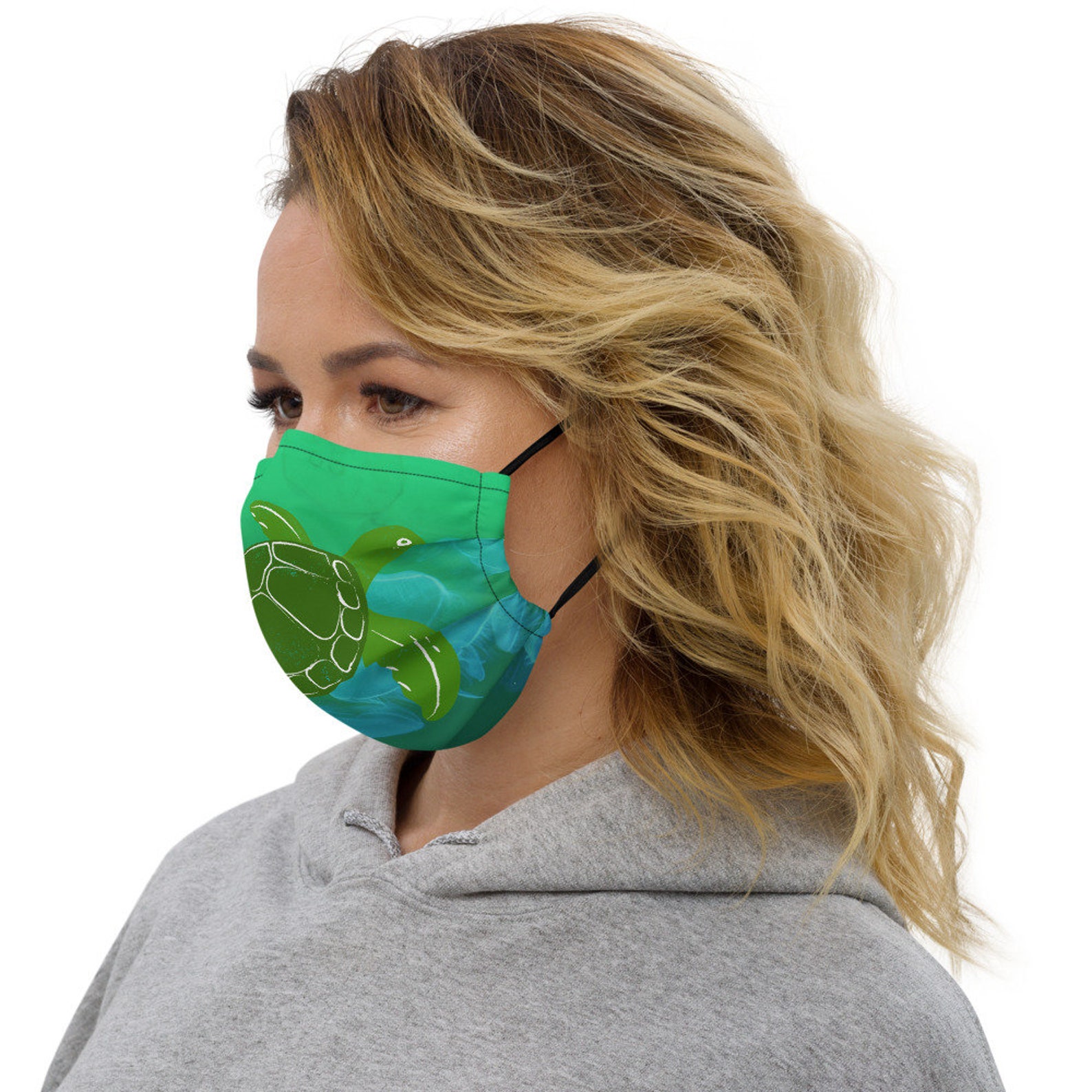 Premium reusable unisex turtle design face mask with green Etsy