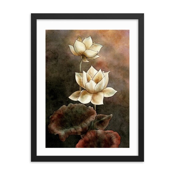 蓮の花アート：額入り花壁飾り - Etsy 日本