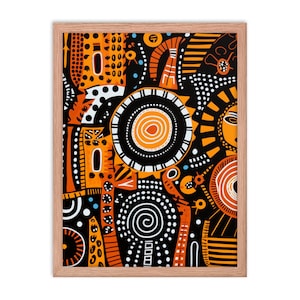 Aboriginal Art Framed Poster, Housewarming Gift, Traditional Australian Abstract Art Wall Decor
