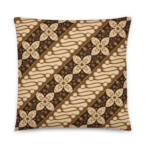 Florales Batik Kissen, Einweihungsgeschenk, erdiges ethnisches Kissen, exotisches Wohndekor