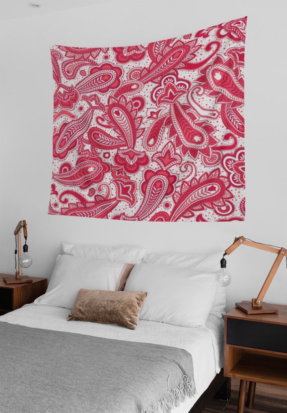 Red and white tapestry sale