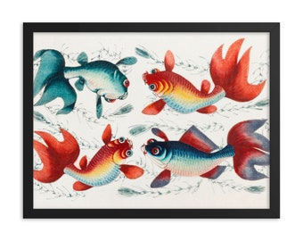 Feng Shui Karp Väggkonst: Livfulla Färger, Inramad Poster
