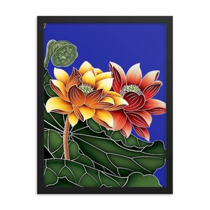 Lotus Framed Poster Wall Art, Floral Wall Art Framed Poster, Lotus Flower Framed Poster, Lotus Flower Print