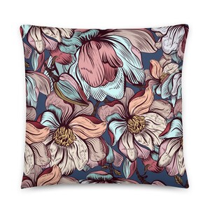Pastel Floral Cushion, housewarming gift, Pastel Flowery Pillow, Modern Home Decor