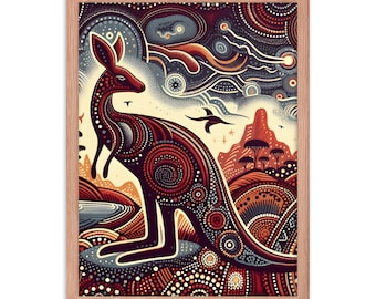 鮮やかなアボリジニアートのカンガルー壁掛けタペストリー - 寝室、寮