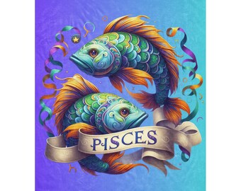 Pisces Zodiac Sherpa Blanket: Custom Polyester Birthday Gift