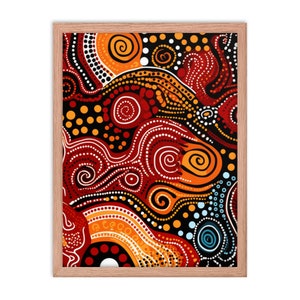 Aboriginal Art Framed Poster, Housewarming Gift, Traditional Australian Abstract Art Wall Decor