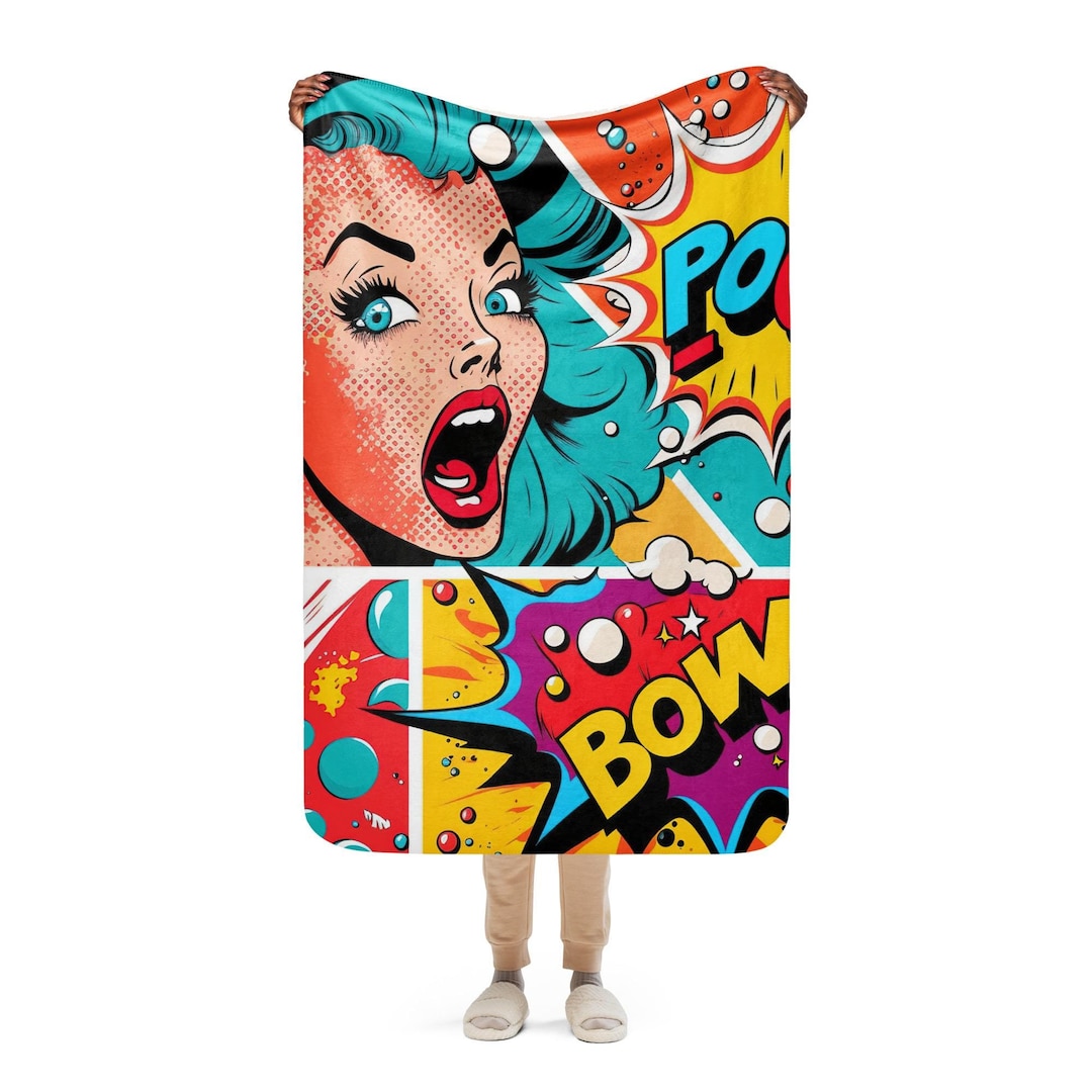 Pop Art Sherpa Blanket: Retro Comic Book Style Polyester Throw - Etsy