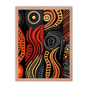 Aboriginal Art Framed Poster, Housewarming Gift, Traditional Australian Abstract Art Wall Decor