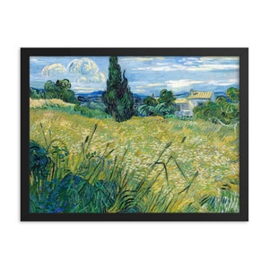 Green Wheat Field with Cypress Wall Art Framed Poster, Vincent Van Gogh Wall Art Framed Poster, Framed Art Decor, Housewarming Gift