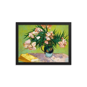 Van Gough Vase with Oleanders and Book Wall Art Framed Poster, Vincent Van Gogh Wall Art Framed Poster, Framed Art Decor, Housewarming Gift