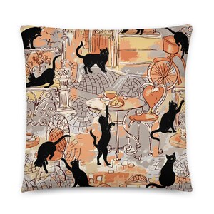Black Cat Cushion, gift for cat lover, housewarming gift, Cat Design Pillow, Designer Couch Cushion