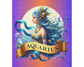Aquarius Zodiac Sherpa Blanket: Custom Polyester Birthday Gift