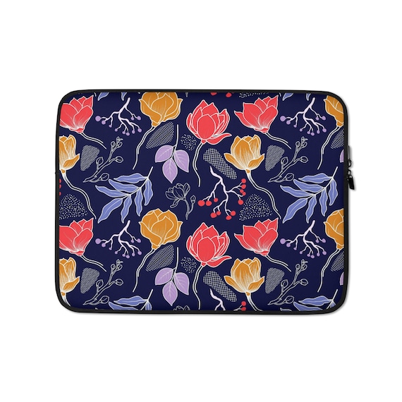 Floral Designer Laptop Sleeve Flower Pattern Custom Laptop Case