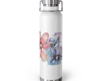 Gourde isotherme à imprimé floral : gobelet en acier inoxydable de 22 oz