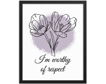 Affirmation Art Framed Poster: Mental Health Decor, Self Care Gift